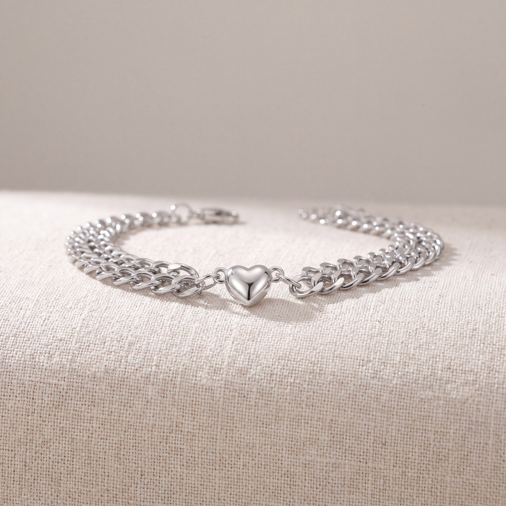 Bracciale a doppia catena"Cuore Audace"