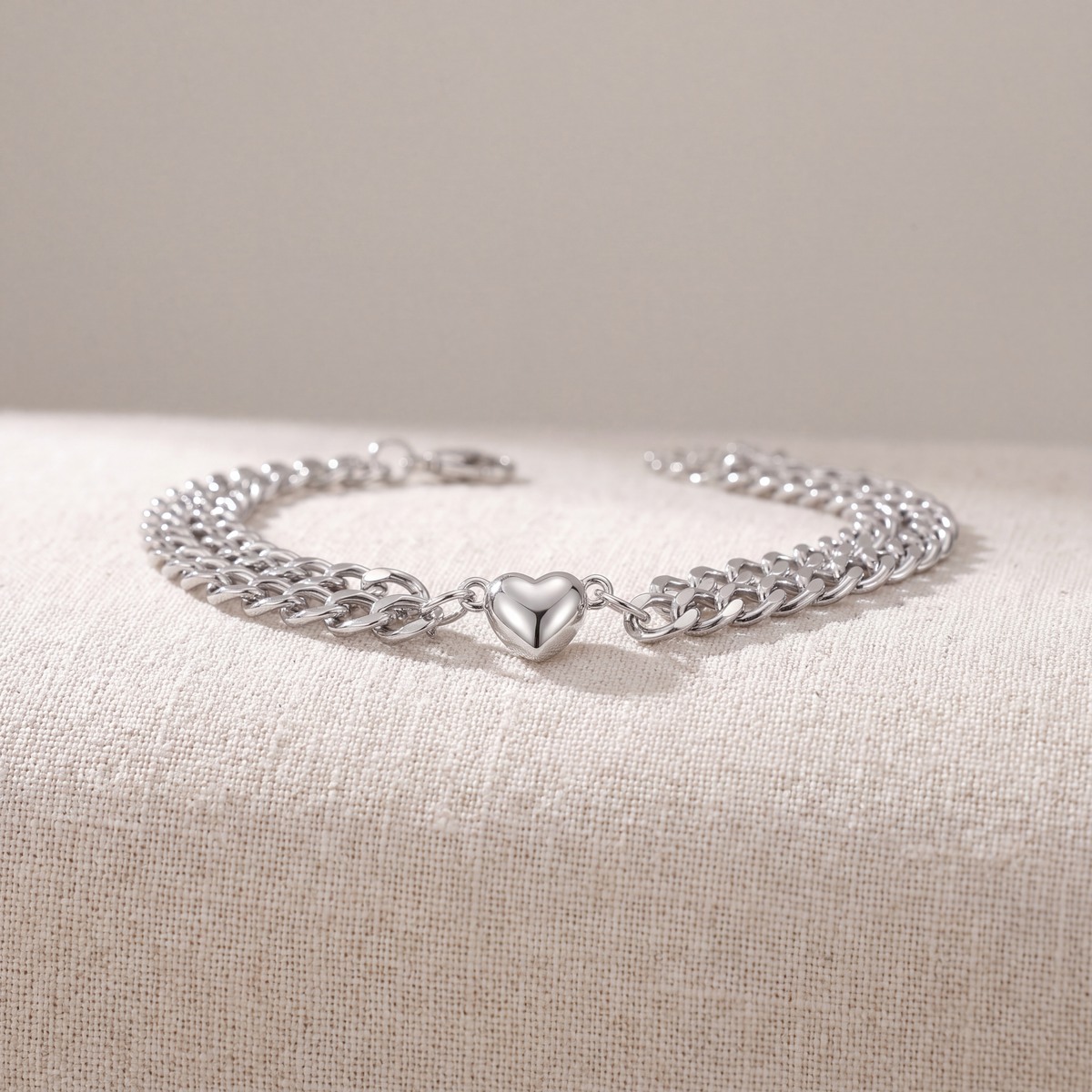Bracciale a doppia catena"Cuore Audace"